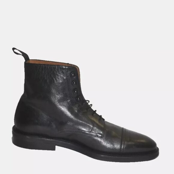 New! LUCA DEL FORTE Leather Ankle Combat Boots Black Size 41 8 US DD339A 980576
